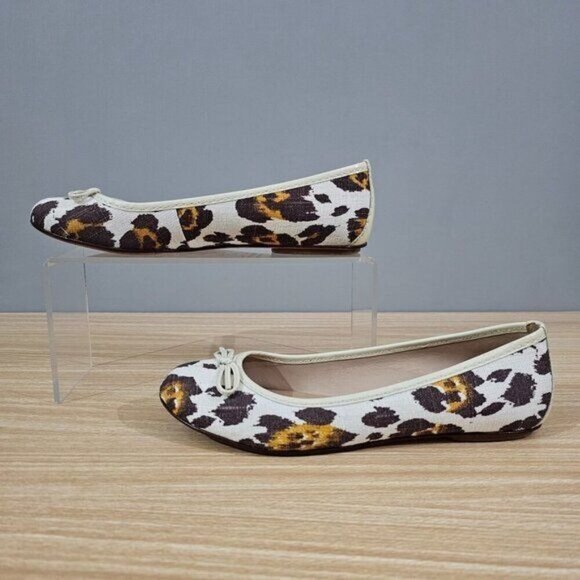 Schutz Flat Ballet Leopard Print Bow Womens Canvas Shoe Size 6 - Picture 2 of 13